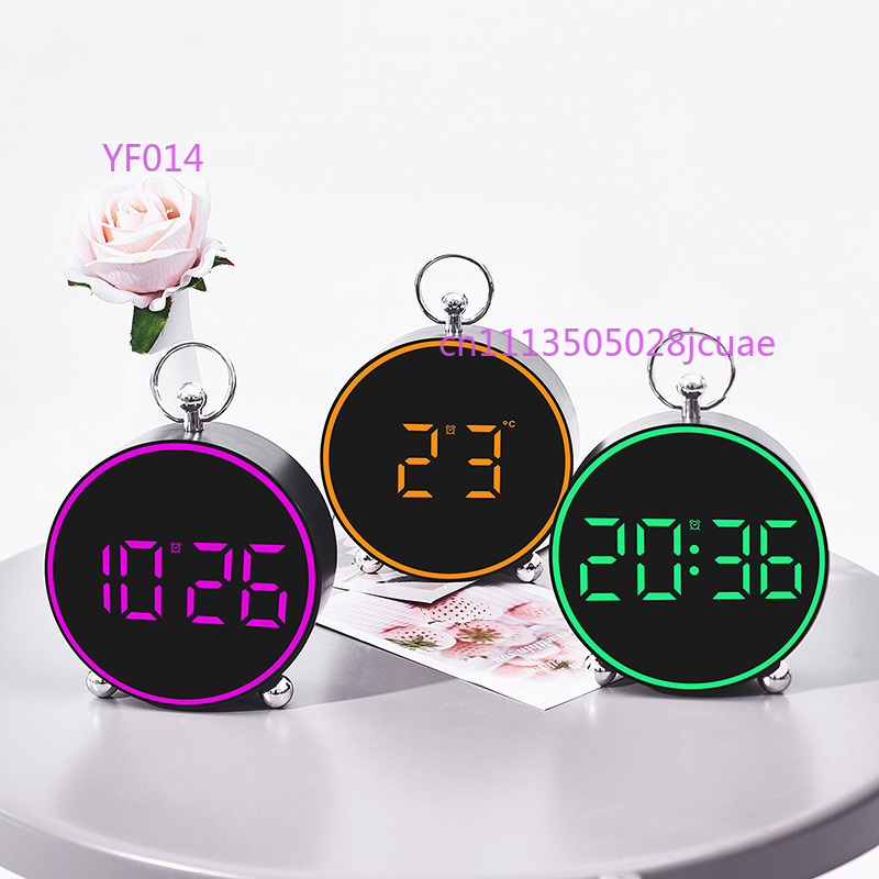 Led Desk Clock - ミニマリストLED電子目覚まし時計多機能温度表示ベッドサイドプラスチックデスククロックホームデコレーション8025