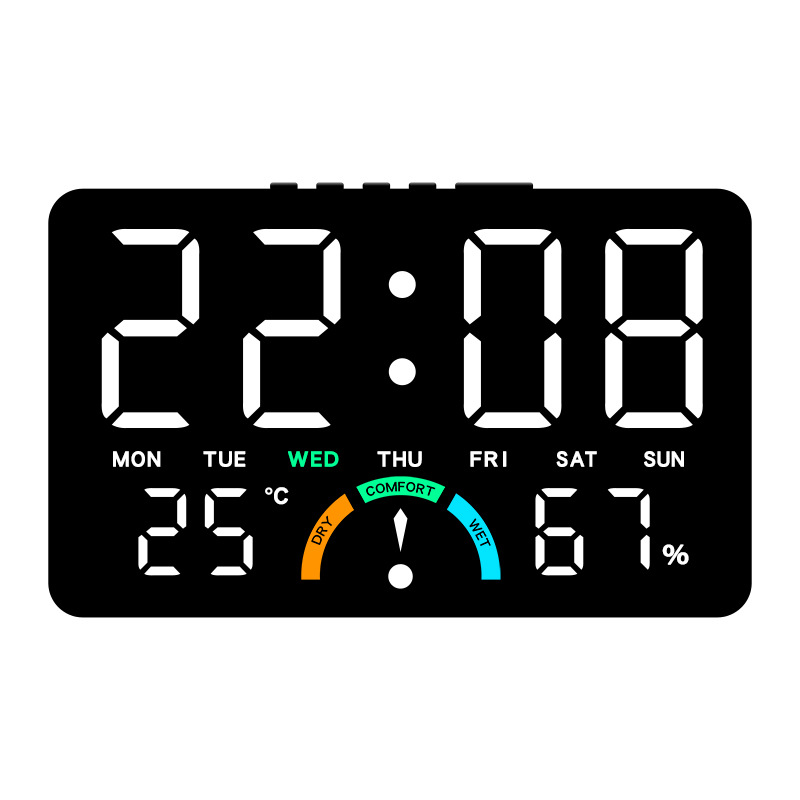 Led Desk Clock - 最新のデジタル時計 LED 目覚まし時計寝室用電子デスクトップ時計温度表示付き明るさ調整可能 12/24 時間表示