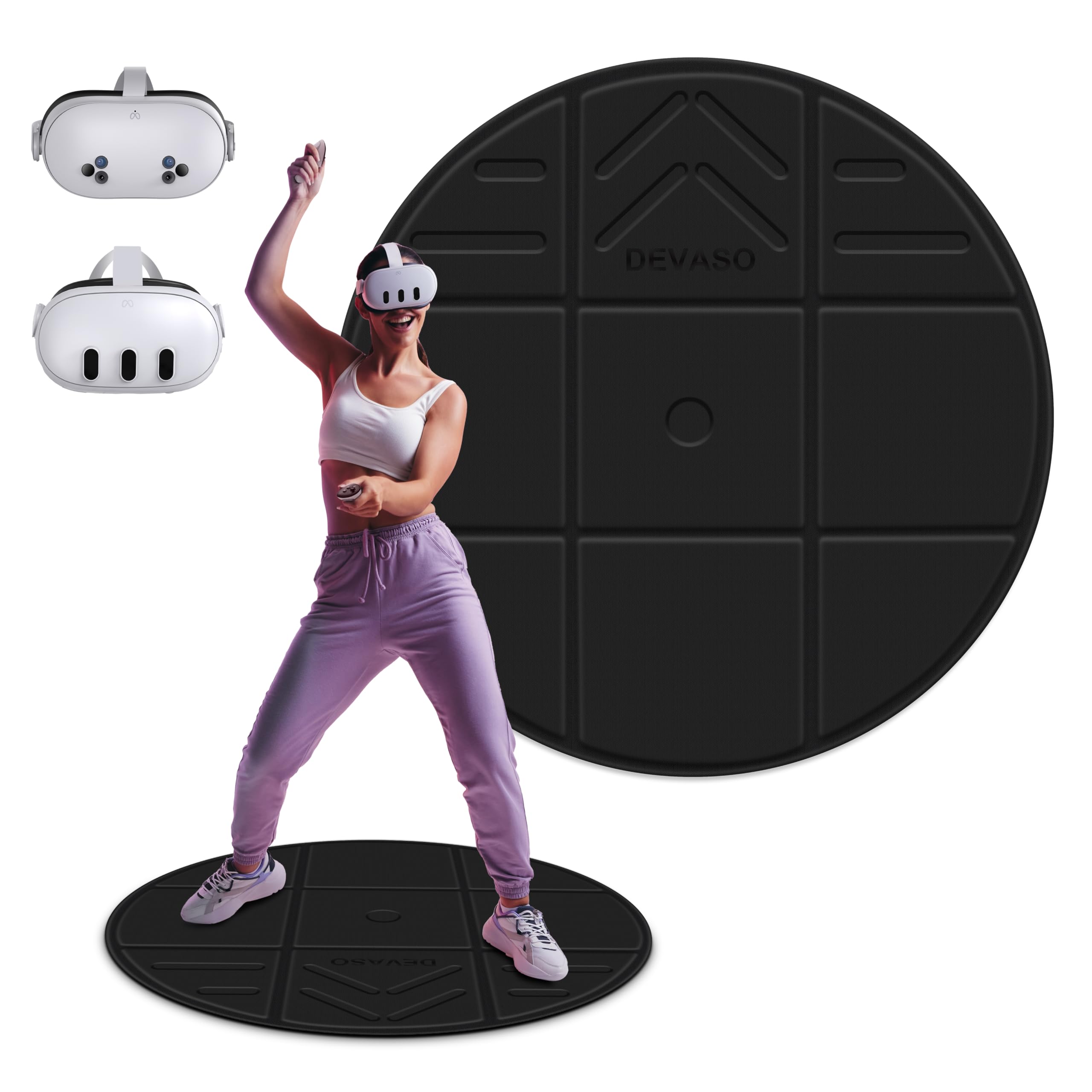 Anti Fatigue Mat - Meta Quest 3S/Quest 3用折りたたみ式VRマット、丸型疲労軽減大型マット、滑り止めと快適なフロアマットゲームアクセサリー