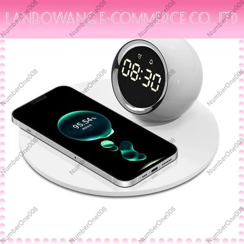 Led Desk Clock - ワイヤレス充電器ナイトライト、多機能時計Bluetoothスピーカー、LEDデスクランプ電話充電ステーション