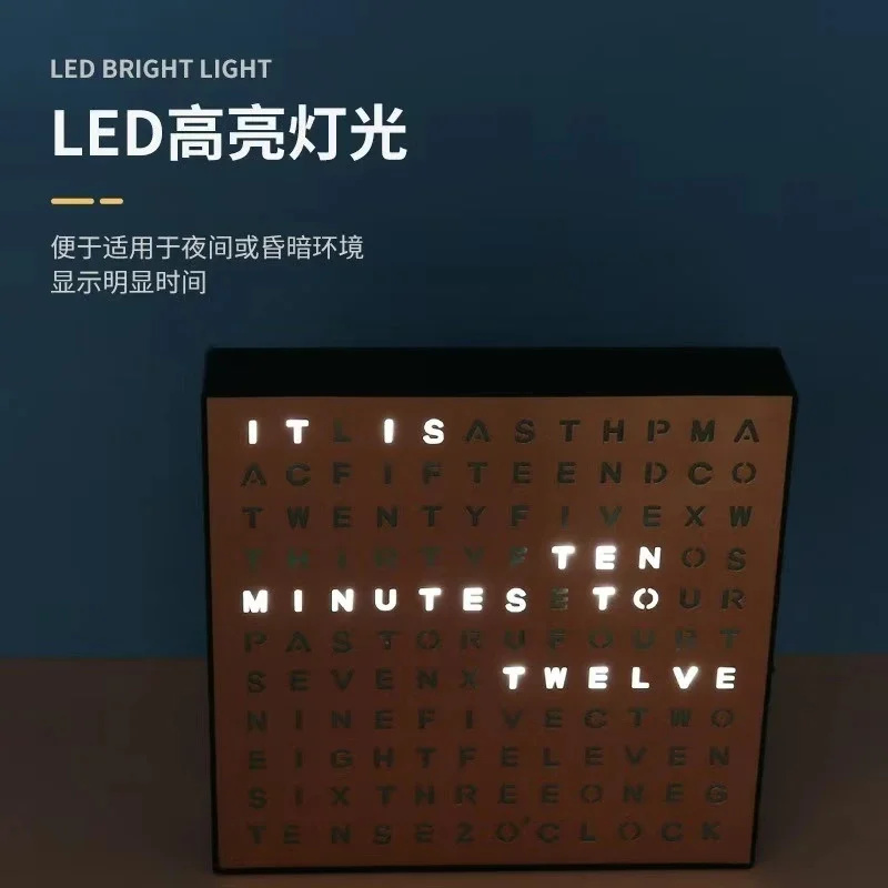 Led Desk Clock - 時限式電子ライトボックス英語時計 LED アルファベットファッショナブルなデスクトップ装飾品女性のためのクリエイティブギフトホームデスクテーブル装飾