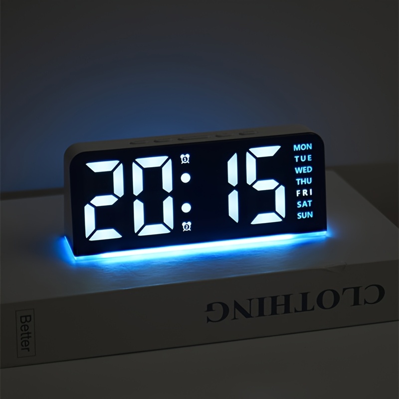 Led Desk Clock - デジタル LED 目覚まし時計 デスクトップ置き時計 ナイトライト 時間と温度表示付き