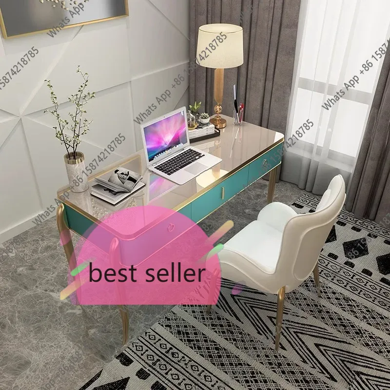 Home Office X Post - 43K X ライトラグジュアリーデスク＆チェア ポストモダンシンプルホームスタディオフィスライティングデスク 無垢材ベーキングペイント アメリカンデスク＆チェア