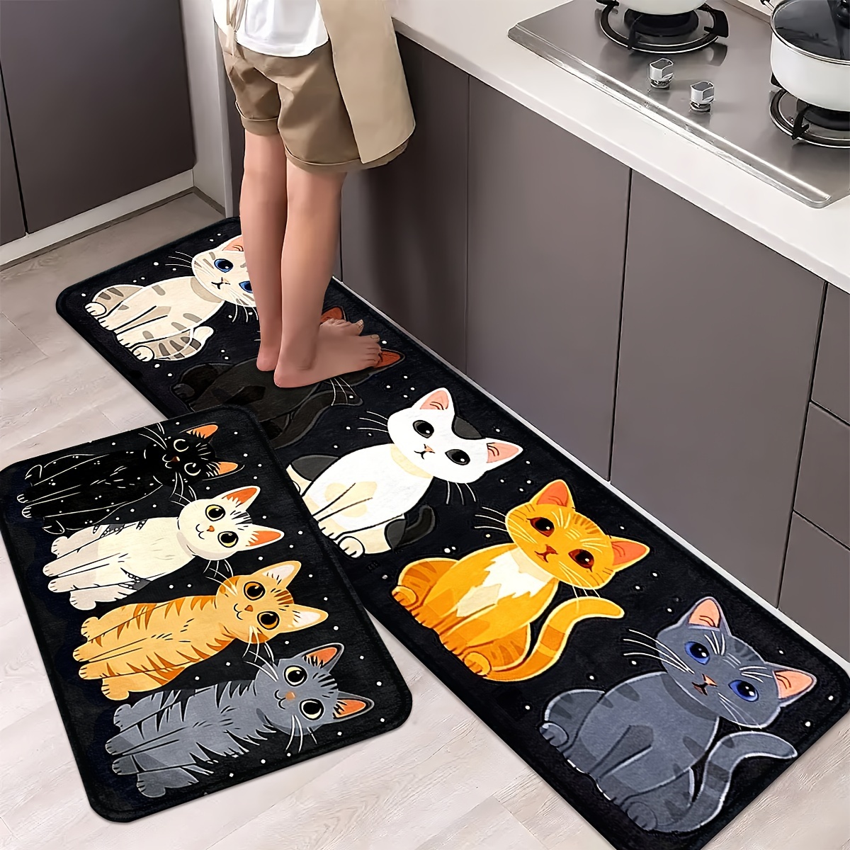 VIKAMA 1pc かわいい子猫パターンキッチンマットロン - Anti Fatigue Mat のレビューと価格