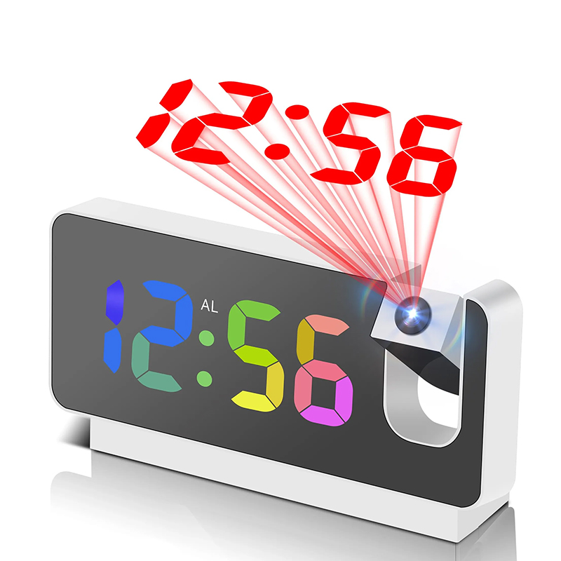 投影目覚まし時計 卓上時計 大型カラーLEDディスプレイ付き - Led Desk Clock のレビューと価格