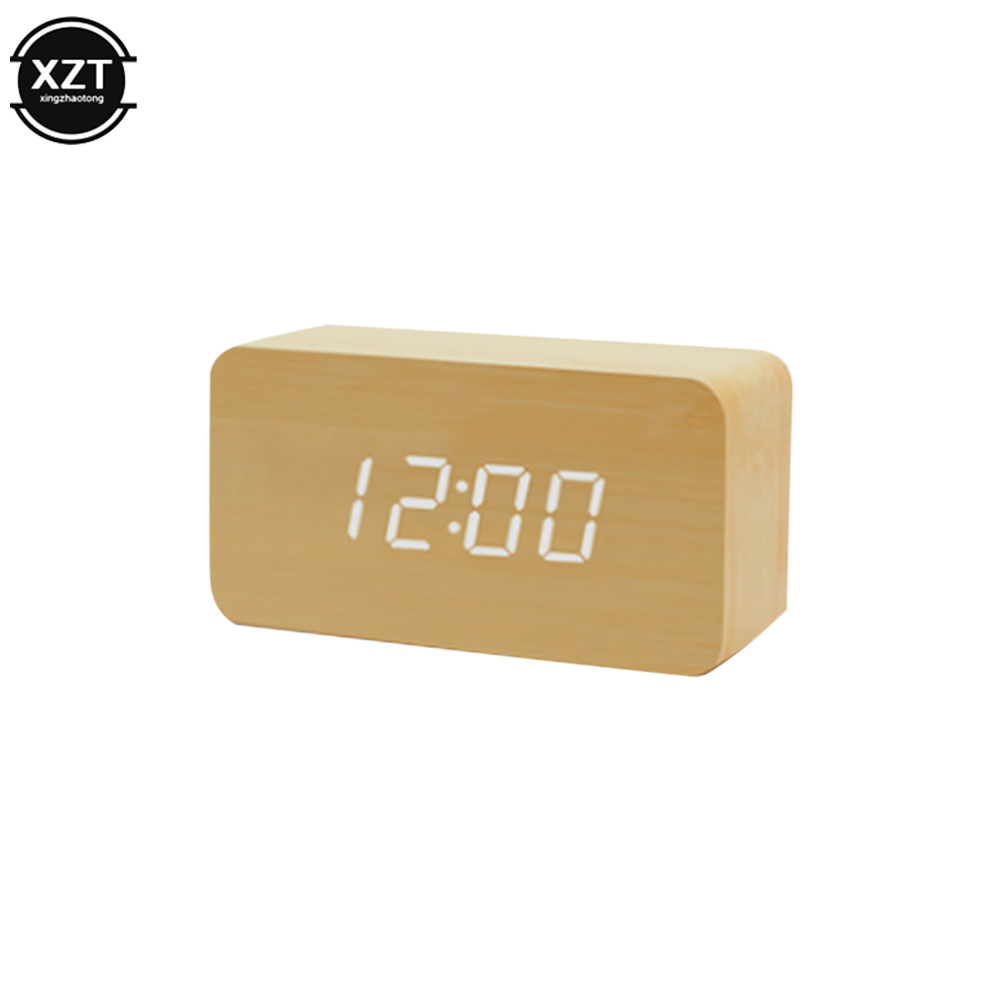 ファッション目覚まし時計 LED 木製時計テーブル音声制御デ - Led Desk Clock のレビューと価格