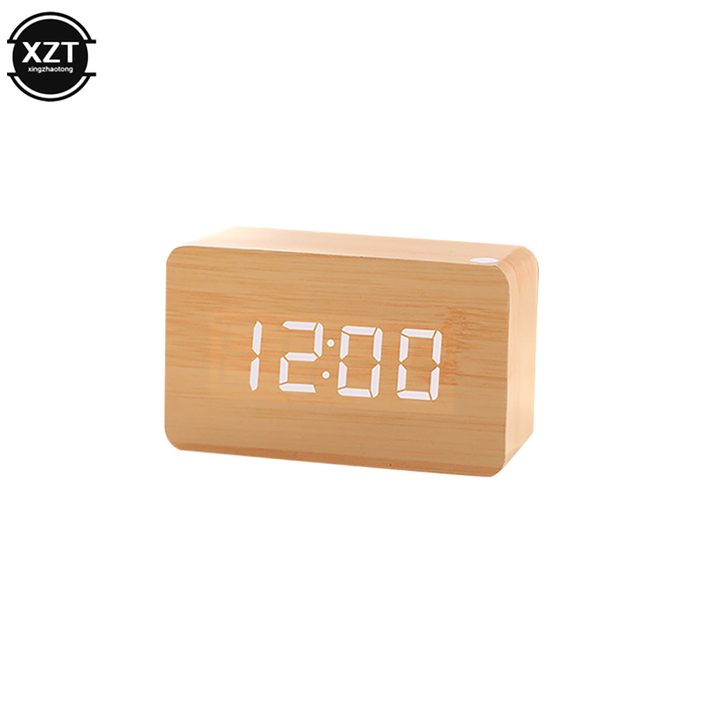 ファッション目覚まし時計 LED 木製時計テーブル音声制御デ - Led Desk Clock のレビューと価格