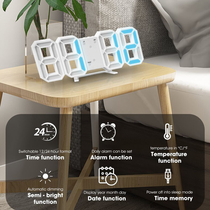 3D デジタル目覚まし時計 壁 LED 時計 デスク目覚まし - Led Desk Clock のレビューと価格