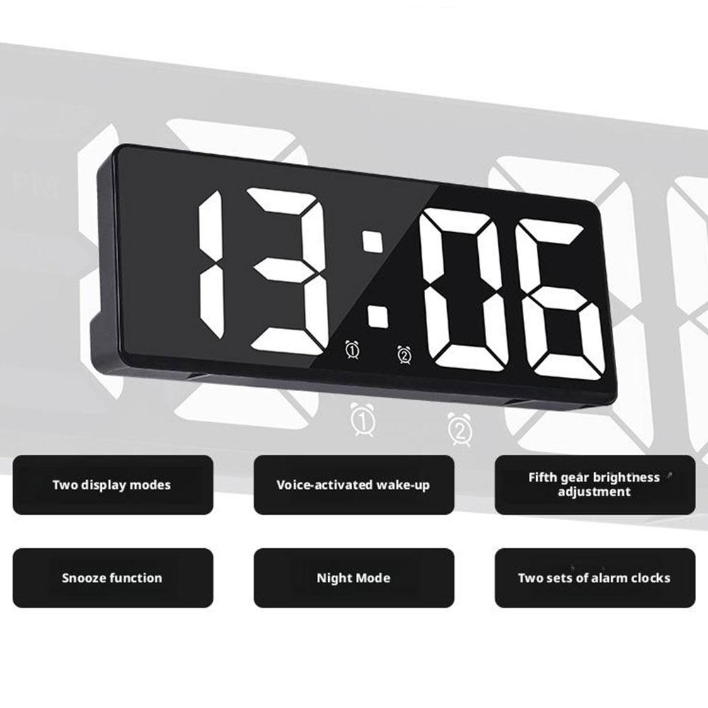 LEDデジタル目覚まし時計 音声制御 温度表示 スヌーズ機能 - Led Desk Clock のレビューと価格