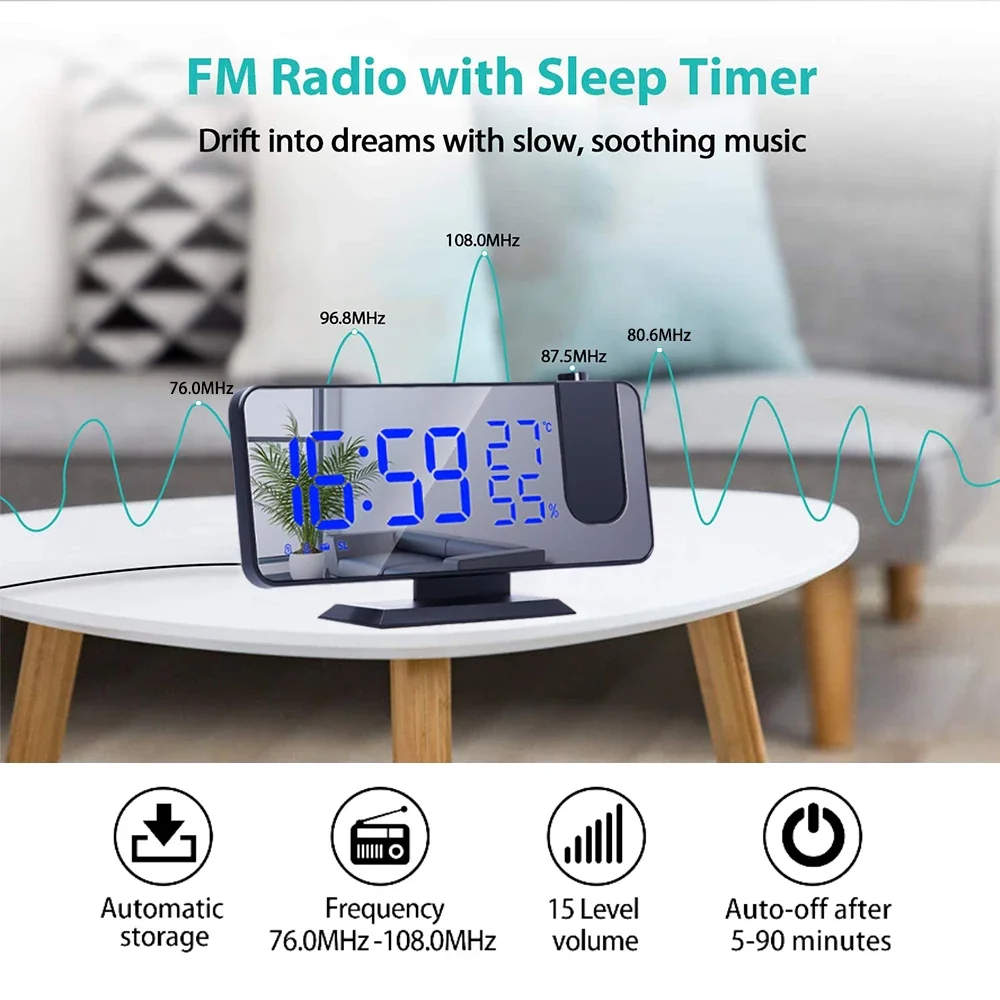 LED デジタル投影目覚まし時計 USB 電子天井プロジェク - Led Desk Clock のレビューと価格