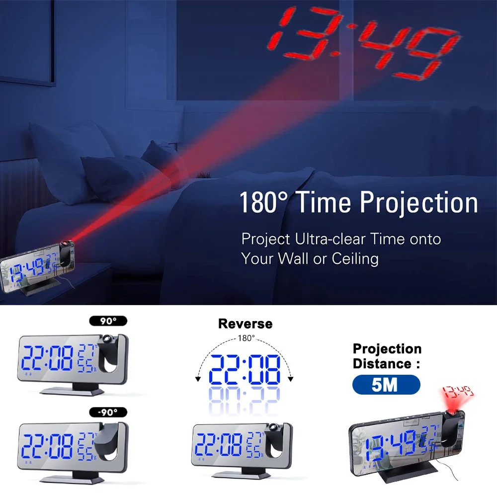 LED デジタル投影目覚まし時計 USB 電子天井プロジェク - Led Desk Clock のレビューと価格